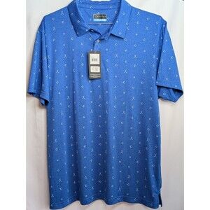 NEW NWT MENS PGA TOUR MOISTURE WICKING BLUE PRINT POLO GOLF SHIRT SIZE X LARGE